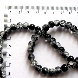Margele sticla crackle, sferice transparente cu negru  44241, Accessorii si unelte, Margea, componente de bijuterii, Margea din sticla, Confectionarea bijuteriilor, ARTYNOS