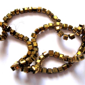 sirag cristale  sticla auriu inchis cuburi 51292, Accessorii si unelte, Margea, componente de bijuterii, Lentile din sticla, Confectionarea bijuteriilor, ARTYNOS