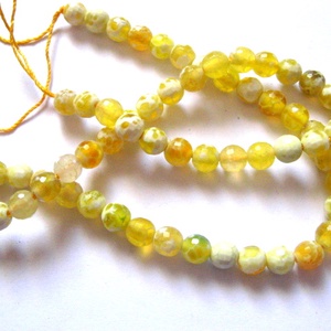 Sirag tree agate sfere fatetate galbene  51290, Accessorii si unelte, Margea, componente de bijuterii, Piatra pretioasa, Confectionarea bijuteriilor, ARTYNOS