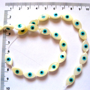 Sirag sidef   alb cu evil eye bleu 51955, Accessorii si unelte, Margea, componente de bijuterii, Piatra pretioasa, Confectionarea bijuteriilor, ARTYNOS