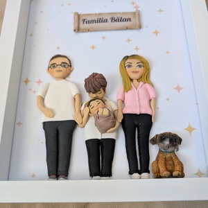Tablou personalizat cu figurine modelate din lut polimeric - Familia - casă & stil de viață - accesorii pentru decorat casa - picturi murale - panouri și tablouri, panouri decorative - Artynos.ro