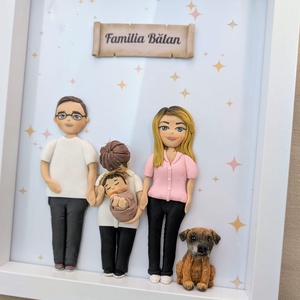 Tablou personalizat cu figurine modelate din lut polimeric - Familia - Artynos.ro