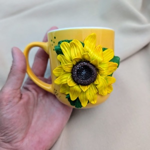  Cană Rază de Soare cu Floarea-Soarelui modelata din Lut Polimeric - casă & stil de viață - accesorii pentru echipamente de bucătărie - accesorii de servire - căni - Artynos.ro
