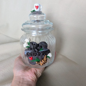 Recipiente decorative unicat, decorate cu lut polimeric: cafea sau zahar  - casă & stil de viață - accesorii pentru echipamente de bucătărie - instrumente de depozitare pentru bucătărie - cutie ceai, cutie cafea - Artynos.ro