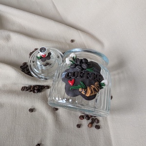 Recipiente decorative unicat, decorate cu lut polimeric: cafea sau zahar  - casă & stil de viață - accesorii pentru echipamente de bucătărie - instrumente de depozitare pentru bucătărie - cutie ceai, cutie cafea - Artynos.ro