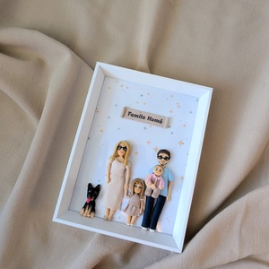 Tablou personalizat cu figurine modelate din lut polimeric - Familia - casă & stil de viață - decorațiuni de casă - picturi murale - tablou din mai multe piese - Artynos.ro