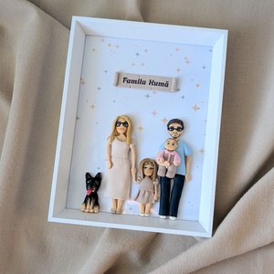 Tablou personalizat cu figurine modelate din lut polimeric - Familia - casă & stil de viață - decorațiuni de casă - picturi murale - tablou din mai multe piese - Artynos.ro