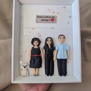Tablou personalizat cu figurine modelate din lut polimeric - Familia - casă & stil de viață - decorațiuni de casă - picturi murale - tablou din mai multe piese - Artynos.ro