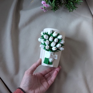 Pahar ceramic decorat manual cu buchet de lalele - personalizabil - casă & stil de viață - echipamente de bucătărie - accesorii de servire - căni - Artynos.ro