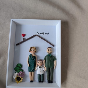 Tablou personalizat cu figurine modelate din lut polimeric - Familia - Artynos.ro
