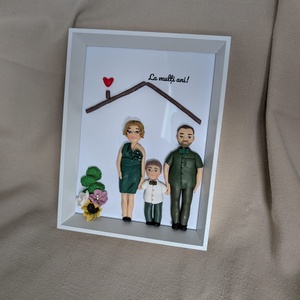 Tablou personalizat cu figurine modelate din lut polimeric - Familia - casă & stil de viață - decorațiuni de casă - picturi murale - tablou din mai multe piese - Artynos.ro