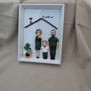 Tablou personalizat cu figurine modelate din lut polimeric - Familia - casă & stil de viață - decorațiuni de casă - picturi murale - tablou din mai multe piese - Artynos.ro