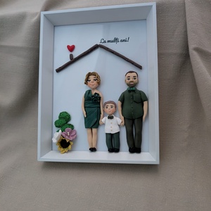 Tablou personalizat cu figurine modelate din lut polimeric - Familia - casă & stil de viață - decorațiuni de casă - picturi murale - tablou din mai multe piese - Artynos.ro