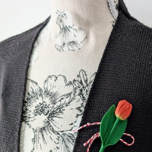 Broșă Mărțișor lalea din lut polimeric � realizată manual, culori personalizabile - bijuterii - broșe - Artynos.ro