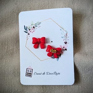 Cercei fundiță din fimo � cercei mici 1,5 cm - bijuterii - cercei - cercei cu figurine - Artynos.ro