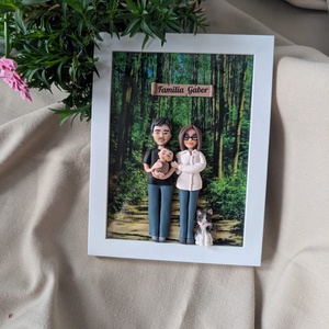 Tablou personalizat cu figurine modelate din lut polimeric - Familia - casă & stil de viață - decorațiuni de casă - picturi murale - tablou din mai multe piese - Artynos.ro