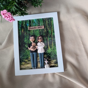 Tablou personalizat cu figurine modelate din lut polimeric - Familia - casă & stil de viață - decorațiuni de casă - picturi murale - tablou din mai multe piese - Artynos.ro