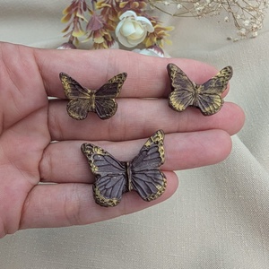 Set / Cercei si Brosa Fluture handmade din lut polimeric, stil vintage patinat - Artynos.ro