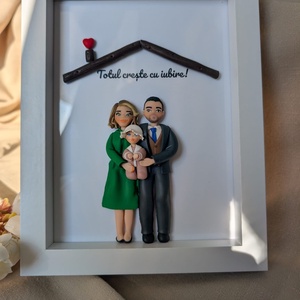 Tablou personalizat cu figurine modelate din lut polimeric - Familia - casă & stil de viață - decorațiuni de casă - picturi murale - tablou din mai multe piese - Artynos.ro