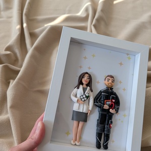 Tablou personalizat cu figurine modelate din lut polimeric - Familia - casă & stil de viață - decorațiuni de casă - picturi murale - tablou din mai multe piese - Artynos.ro