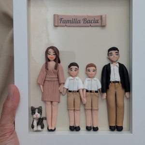 Tablou personalizat cu figurine modelate din lut polimeric - Familia - casă & stil de viață - decorațiuni de casă - picturi murale - tablou din mai multe piese - Artynos.ro