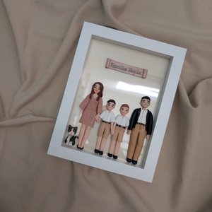 Tablou personalizat cu figurine modelate din lut polimeric - Familia - casă & stil de viață - decorațiuni de casă - picturi murale - tablou din mai multe piese - Artynos.ro