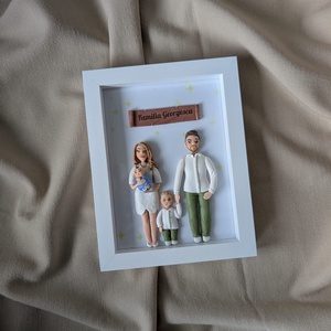 Tablou personalizat cu figurine modelate din lut polimeric - Familia - casă & stil de viață - decorațiuni de casă - picturi murale - tablou din mai multe piese - Artynos.ro