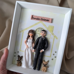 Tablou personalizat cu figurine modelate din lut polimeric - Familia - casă & stil de viață - decorațiuni de casă - picturi murale - tablou din mai multe piese - Artynos.ro
