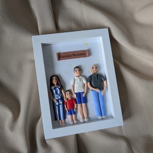 Tablou personalizat cu figurine modelate din lut polimeric - Familia - casă & stil de viață - decorațiuni de casă - picturi murale - tablou din mai multe piese - Artynos.ro