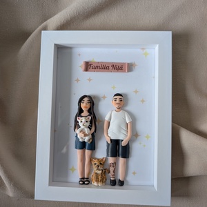 Tablou personalizat cu figurine modelate din lut polimeric - Familia - casă & stil de viață - decorațiuni de casă - picturi murale - tablou din mai multe piese - Artynos.ro