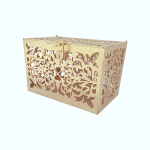 Cutie bani din lemn pentru nunta sau botez, auriu, 30x20x20cm - accesorii nuntă - amintiri și cadouri de nuntă - cutie dar nuntă - Artynos.ro