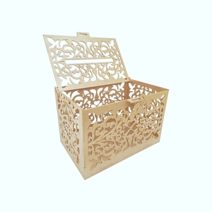 Cutie bani din lemn pentru nunta sau botez, auriu, 30x20x20cm - accesorii nuntă - amintiri și cadouri de nuntă - cutie dar nuntă - Artynos.ro