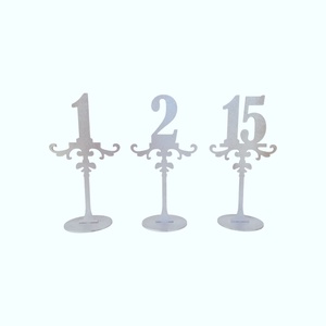 Set 1-15 numere de masa din lemn - argintiu - 25cm, Accesorii nuntă, Materiale decor pentru nuntă, Decorațiuni pentru masa de nuntă , Prelucrarea lemnului, ARTYNOS