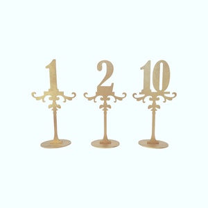 Numere masa evenimente din lemn - set 1-10 - auriu - 25cm, Accesorii nuntă, Materiale decor pentru nuntă, Decorațiuni pentru masa de nuntă , Prelucrarea lemnului, ARTYNOS