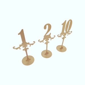 Numere masa evenimente din lemn - set 1-10 - auriu - 25cm - accesorii nuntă - materiale decor pentru nuntă - decorațiuni pentru masa de nuntă  - Artynos.ro