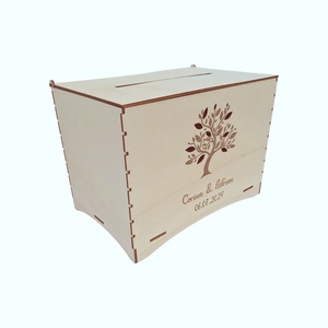 Cutie de dar din lemn gravata laser, personalizata - 30x20x23cm  - accesorii nuntă - amintiri și cadouri de nuntă - cutie dar nuntă - Artynos.ro
