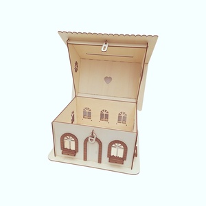 Cutie de dar nunta, cutie dar casuta din lemn - 37x33x32cm - accesorii nuntă - amintiri și cadouri de nuntă - cutie dar nuntă - Artynos.ro