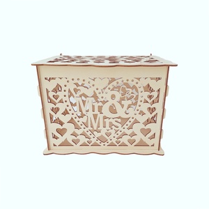 Cutie de bani pentru miri din lemn decupat laser, 30x24x22.5CM, Accesorii nuntă, Amintiri și cadouri de nuntă, Cutie dar nuntă, Prelucrarea lemnului, ARTYNOS