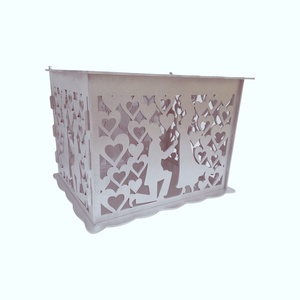 Cutie dar pentru plicuri de nunta, lemn, argintiu, 30x24x22.5CM, Accesorii nuntă, Amintiri și cadouri de nuntă, Cutie dar nuntă, Prelucrarea lemnului, ARTYNOS
