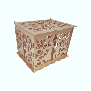 Cutie dar pentru plicuri de nunta, lemn, auriu, 30x24x22.5CM, Accesorii nuntă, Amintiri și cadouri de nuntă, Cutie dar nuntă, Prelucrarea lemnului, ARTYNOS