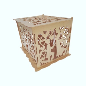 Cutie dar pentru plicuri de nunta, lemn, auriu, 30x24x22.5CM - accesorii nuntă - amintiri și cadouri de nuntă - cutie dar nuntă - Artynos.ro