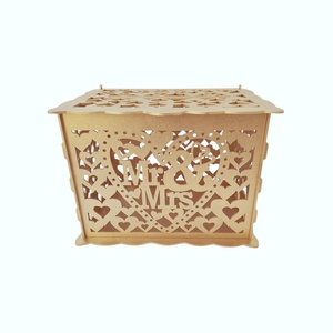 Cutie nunta pentru plicuri de dar, auriu, 30x24x22.5CM, Accesorii nuntă, Amintiri și cadouri de nuntă, Cutie dar nuntă, Prelucrarea lemnului, ARTYNOS