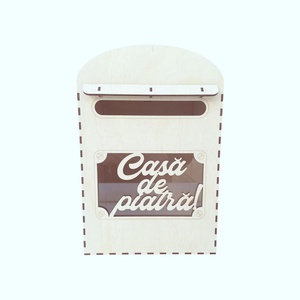 Cutie pentru nunta din lemn, cutie pentru plicuri dar de nunta, cutie bani miri, cutie lemn nunta - model cutie postala - Artynos.ro