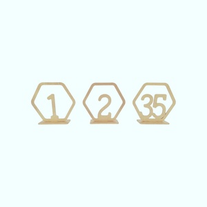 Numere masa nunta din lemn, culoare auriu - set 1-35 buc, Accesorii nunta, Materiale decor pentru nunta, Decoratiuni pentru masa de nunta , Prelucrarea lemnului, ARTYNOS