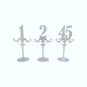 Set numere de masa din lemn 1-45 pentru evenimente - argintiu - 25cm - Artynos.ro