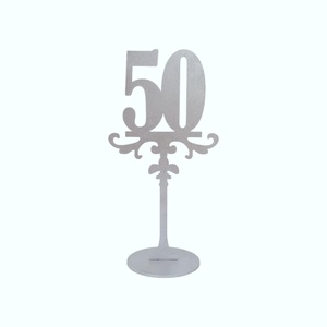 Set numere de masa din lemn 1-50 pentru nunta - argintiu - 25cm - accesorii nuntă - materiale decor pentru nuntă - decorațiuni pentru masa de nuntă  - Artynos.ro