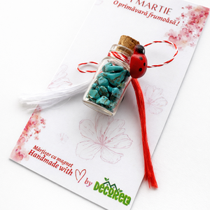 Martisor Handmade Cristal Turcoaz - Artynos.ro