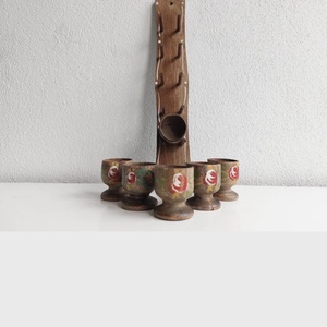 Pahare rustice de lemn cu suport / recipiente pentru oua  - casă & stil de viață - echipamente de bucătărie - decor de bucătărie - decorațiuni de bucătărie - Artynos.ro