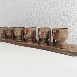 Pahare rustice de lemn cu suport / recipiente pentru oua  - casă & stil de viață - echipamente de bucătărie - decor de bucătărie - decorațiuni de bucătărie - Artynos.ro