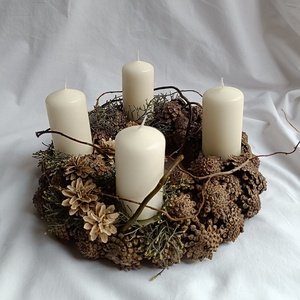 Coronita Advent, Craciun, Decoratiuni de Advent, Coronita Advent, Aranjament de flori, Coronita Advent realizata cu elemente naturale., ARTYNOS